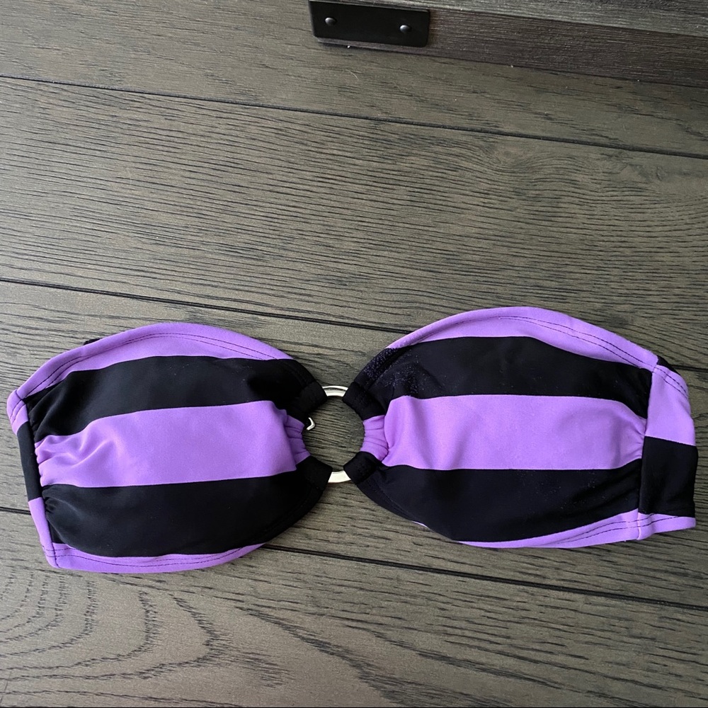 Bikini Top purple black stripe M